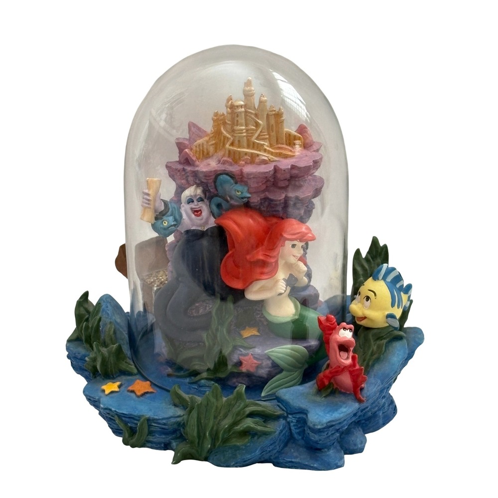 Disney Store The Little Mermaid Ariel Ursula Eric Glass Dome Resin Figurine 5.5"
